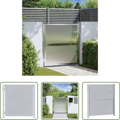 Acero inoxidable -  Puerta de jardín Plateado 85 x 97 cm Acero inoxidable