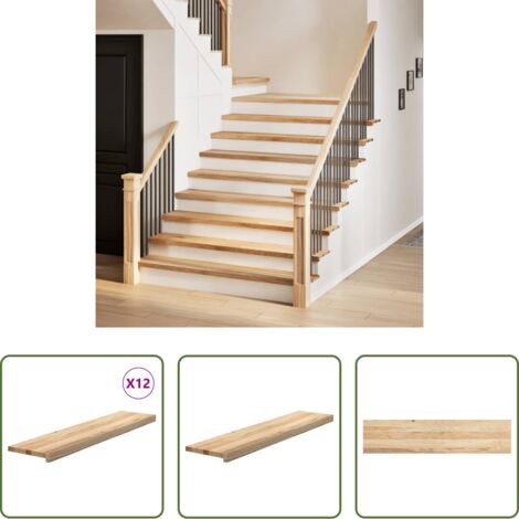 vidaXL Alféizares de madera -  Peldaños de escalera 12 uds sin tratar 110x25x2 cm