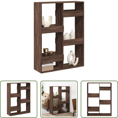 vidaXL Estantería de madera - Separador de ambientes madera marrón roble 100x33x135 cm
