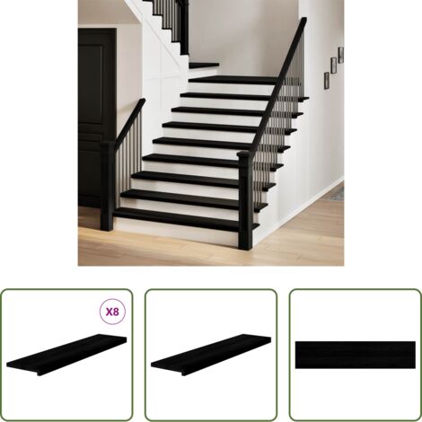 Peldaños de madera -  Peldaños de escalera 8 uds madera maciza roble marrón oscuro