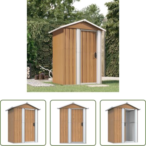 vidaXL Herramientas de jardín -  Caseta de jardín marrón 126x97,5x177 cm acero galvanizado