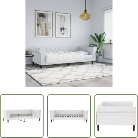 Sofá cama cuero sintético - Sofá cama cuero sintético blanco 100x200 cm