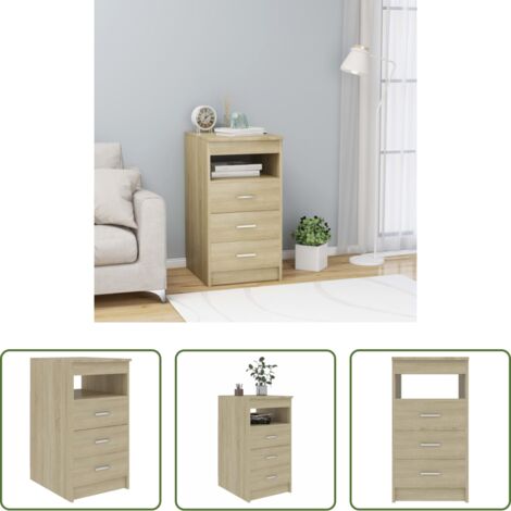 vidaXL Muebles compactos -  Cajonera de madera contrachapada color roble Sonoma 40x50x76 cm