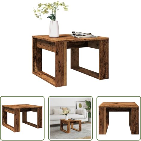 Madera envejecida -  Mesa auxiliar de madera de ingeniería envejecida 50x50x35 cm