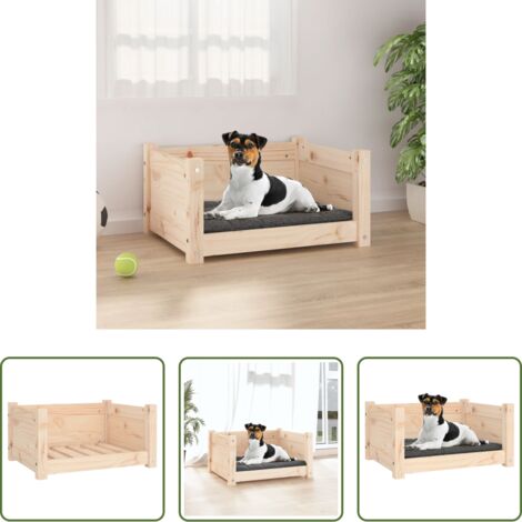 Madera maciza -  Cama para perros 55,5x45,5x28 cm de madera maciza de pino