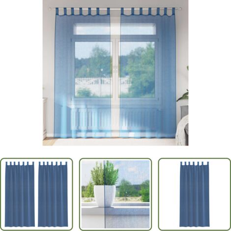 Cortinas de voile -  Cortinas de gasa con bolsillos para varillas 2 uds. azul real