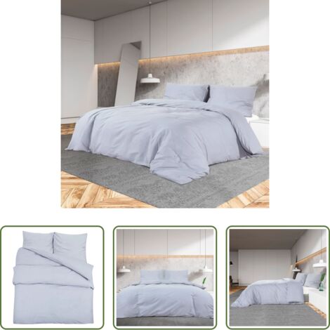 vidaXL Funda de almohada -  Juego de funda nórdica algodón gris 135x200 cm