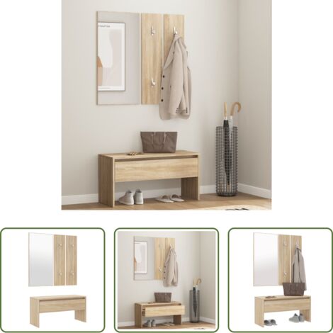 Banco de entrada -  Set de muebles de recibidor madera contrachapada roble Sonoma