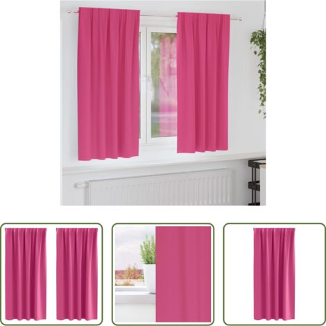 Cortinas blackout -  Cortinas Opacas con Anillas 2 pcs Rosa Brillante 175 x 140 cm