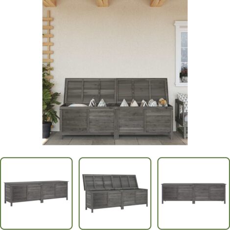 Almacenamiento exterior -  Arcón jardín madera maciza abeto gris antracita 198,5x50x56,5cm