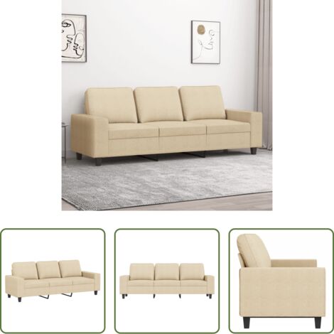 Sofá de tela - Sofá de 3 plazas de tela crema 180 cm