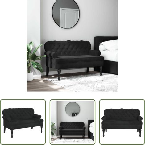 Banco negro -  Banco con respaldo Terciopelo negro 119,5x64,5x75 cm