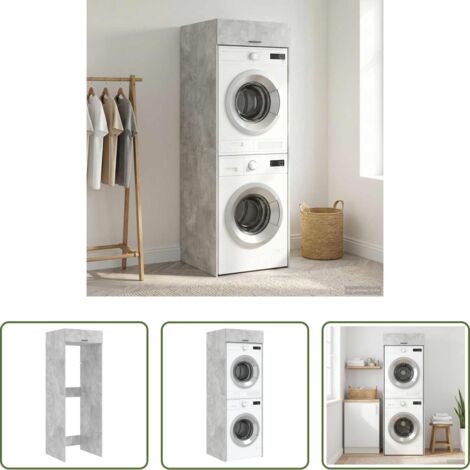 Armario para baño - Armario para lavadora con puerta Concreto 67,5 x 68 x 200 cm