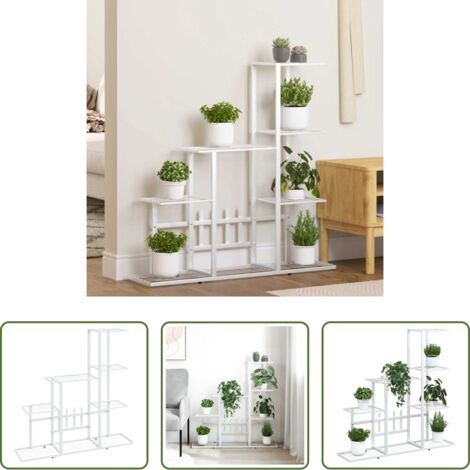 vidaXL Macetas decorativas -  Soporte de flores de metal blanco 94,5x25x88 cm