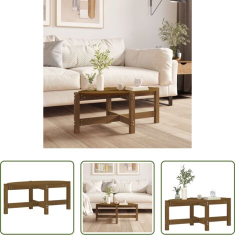 Madera maciza -  Mesa de centro madera maciza de pino marrón miel 87x48x35 cm