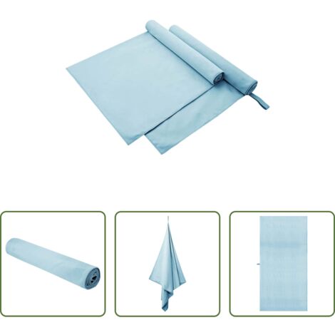 Toallas de ejercicio - Toallas Deportivas 2 pcs Azul 180 x 90 cm Poliéster y Poliamida