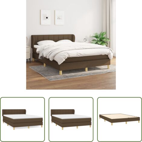Colchón de muelles - Cama box spring con colchón tela marrón oscuro ...
