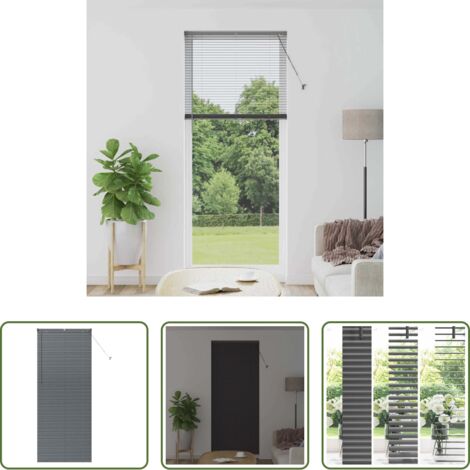 Aluminio - Persianas venecianas Manual Gris oscuro 220 x 85 cm Aluminio