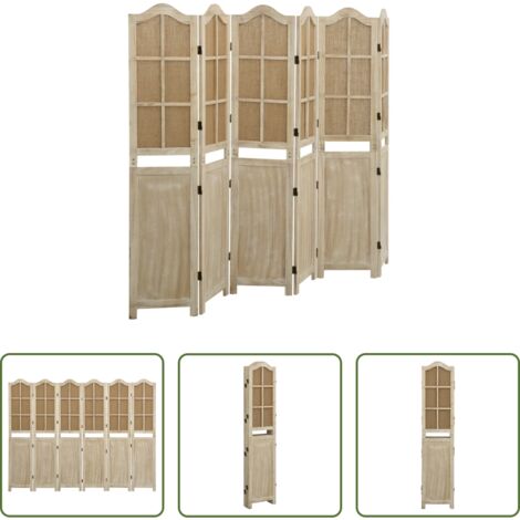 vidaXL Biombo de 6 paneles -  Biombo de 6 paneles tela marrón 214x165 cm