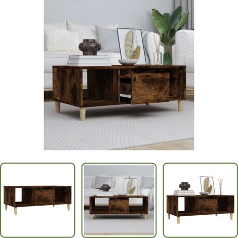 Mesa de salón -  Mesa de centro madera contrachapada roble ahumado 90x50x36,5 cm