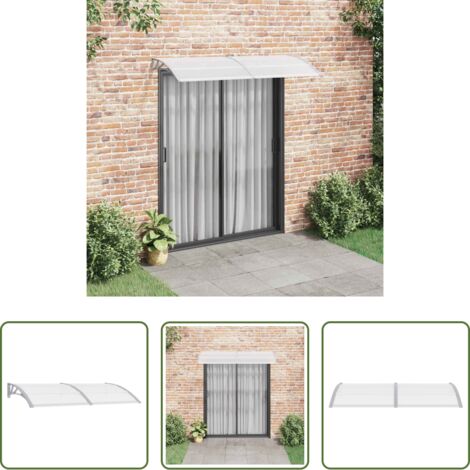 vidaXL Marquesina de PVC -  Marquesina para puerta PC gris y transparente 200x75 cm