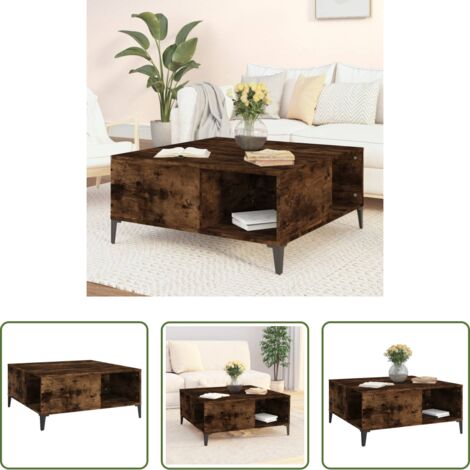 Mesa de salón -  Mesa de centro madera contrachapada roble ahumado 80x80x36,5 cm
