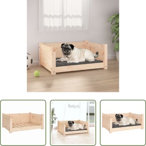 Madera maciza -  Cama para perros 65,5x50,5x28 cm de madera maciza de pino