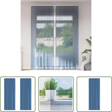 vidaXL Cortinas semitransparentes -  Cortinas de gasa con bolsillos para varillas 2 uds. azul real