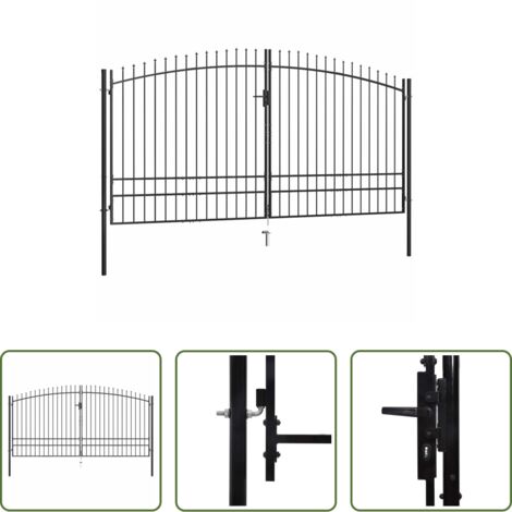 vidaXL Puerta con puntas de lanza -  Puerta de valla de doble puerta Woerden con punta de lanza 400x249,5 cm