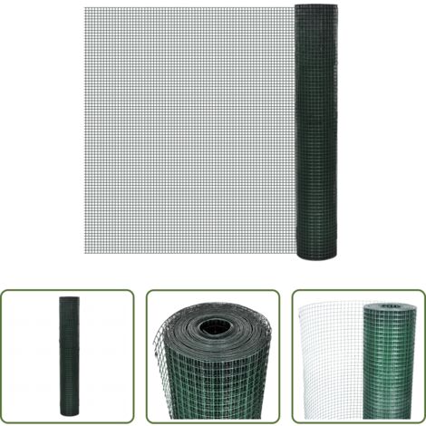 vidaXL Malla para gallineros -  Alambrada gallinero galvanizada recubrimiento PVC verde 10x1 m
