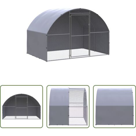 vidaXL Gallinero para pollos -  Gallinero de exterior de acero galvanizado 3x2x2 m
