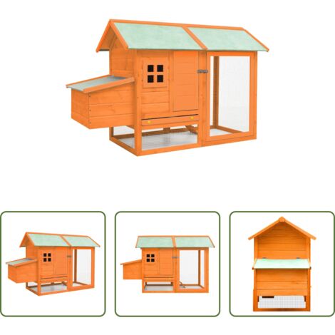 vidaXL Gallinero de madera maciza - Gallinero madera maciza pino y abeto 170x81x110 cm