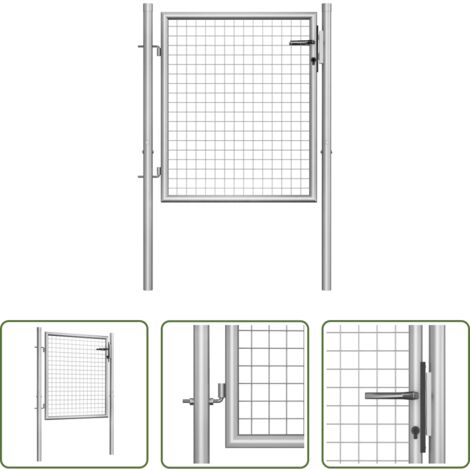 vidaXL Puerta de jardín de acero -  Puerta de jardín de acero galvanizado 100 x 75 cm color plata