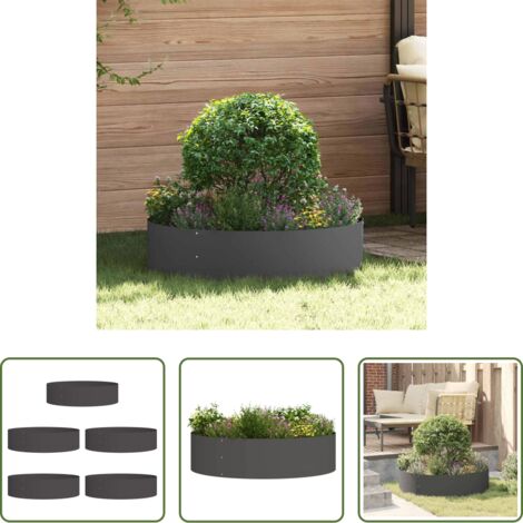 Macetero para jardín -  Anillo para maceta 5 pcs Negro 80 x 80 x 20 cm