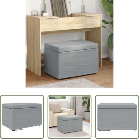 vidaXL Asiento de tela -  Taburete Gris Claro 61 x 41 x 40 cm Tela y Madera Ingeniería
