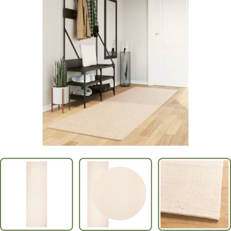 vidaXL Alfombra lavable -  Alfombra de pelo corto suave lavable HUARTE beige 80x250 cm