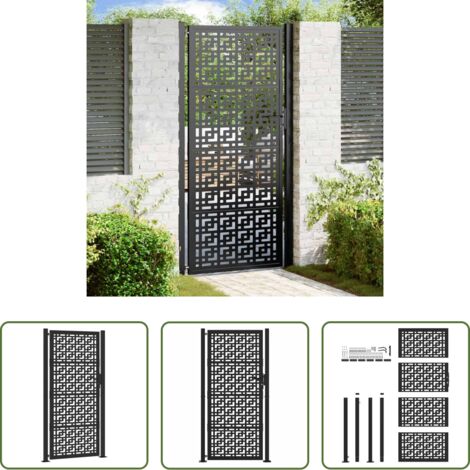 Puerta de acero -  Puerta de jardín negra 100x200 cm diseño de cruz de acero