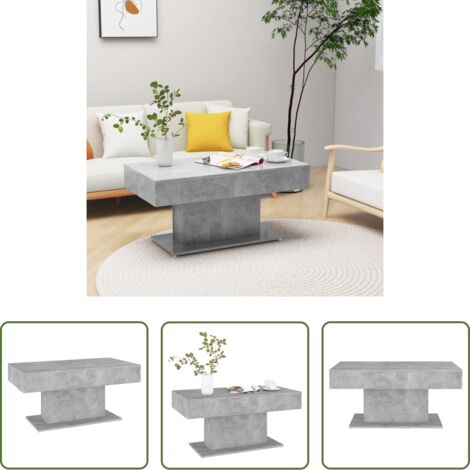 Mesa de centro gris hormigón -  Mesa de centro madera contrachapada gris hormigón 96x50x45 cm