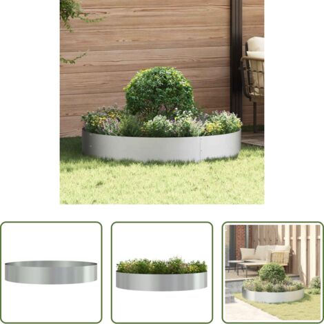 Macetero para jardín -  Anillo para maceta Plateado 120 x 120 x 20 cm Acero Galvanizado