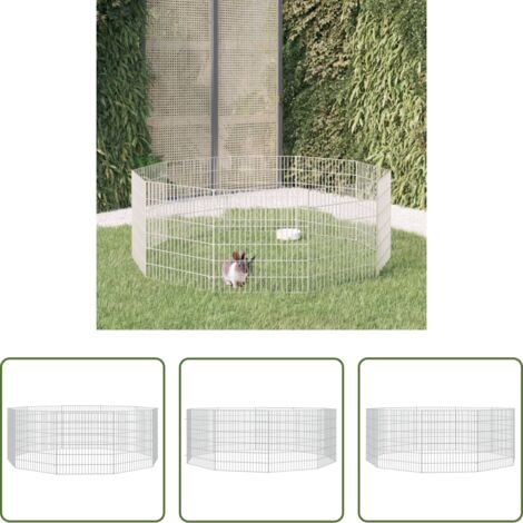 vidaXL Corral para animales - Recinto animales corral 10 paneles hierro galvanizado 54x60 cm