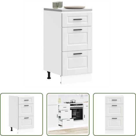 Almacenamiento bajo cocina -  Mueble bajo de cocina Porto madera contrachapada blanca