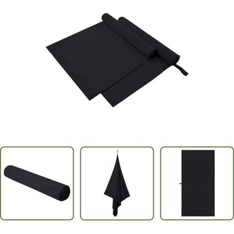 Toallas de gimnasio - Toallas Deportivas 2 pcs Negro 180 x 90 cm