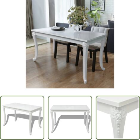 vidaXL Mesa de comedor brillante - Mesa de comedor blanco brillante 116x66x76 cm