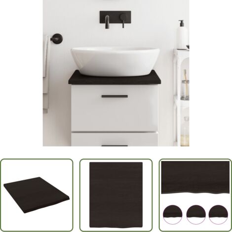 vidaXL Madera maciza -  Encimera baño madera maciza tratada marrón oscuro 40x50x2 cm