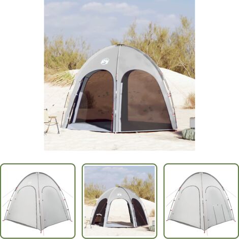 vidaXL Carpa de jardín - Tienda de piscina con techo Gris 366 x 305 x 231 cm