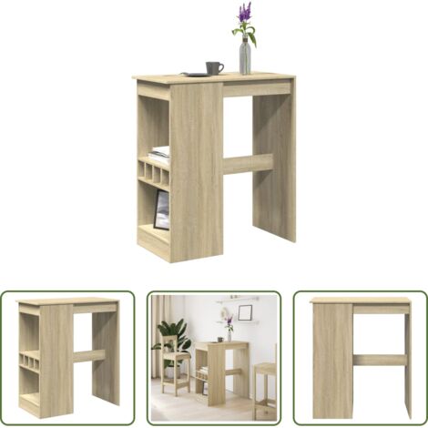 vidaXL Mesa alta -  Mesa alta con estantes madera roble Sonoma 90x47,5x103,5 cm