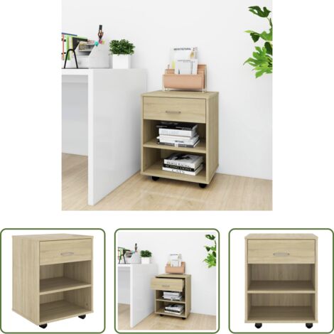 vidaXL Armario rodante -  Armario con ruedas madera contrachapada roble Sonoma 46x36x59cm