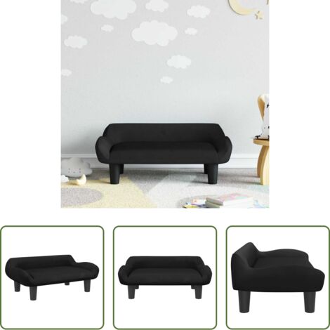 vidaXL Sofá de terciopelo -  Sofá para niños de terciopelo negro 70x40x24 cm