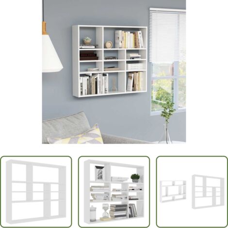 vidaXL Estantería contrachapada -  Estantería de pared madera contrachapada blanco 90x16x78 cm