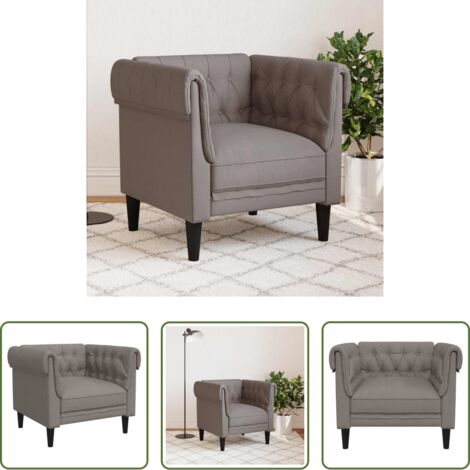vidaXL Sofá de madera - Sillón Chesterfield de tela gris taupé